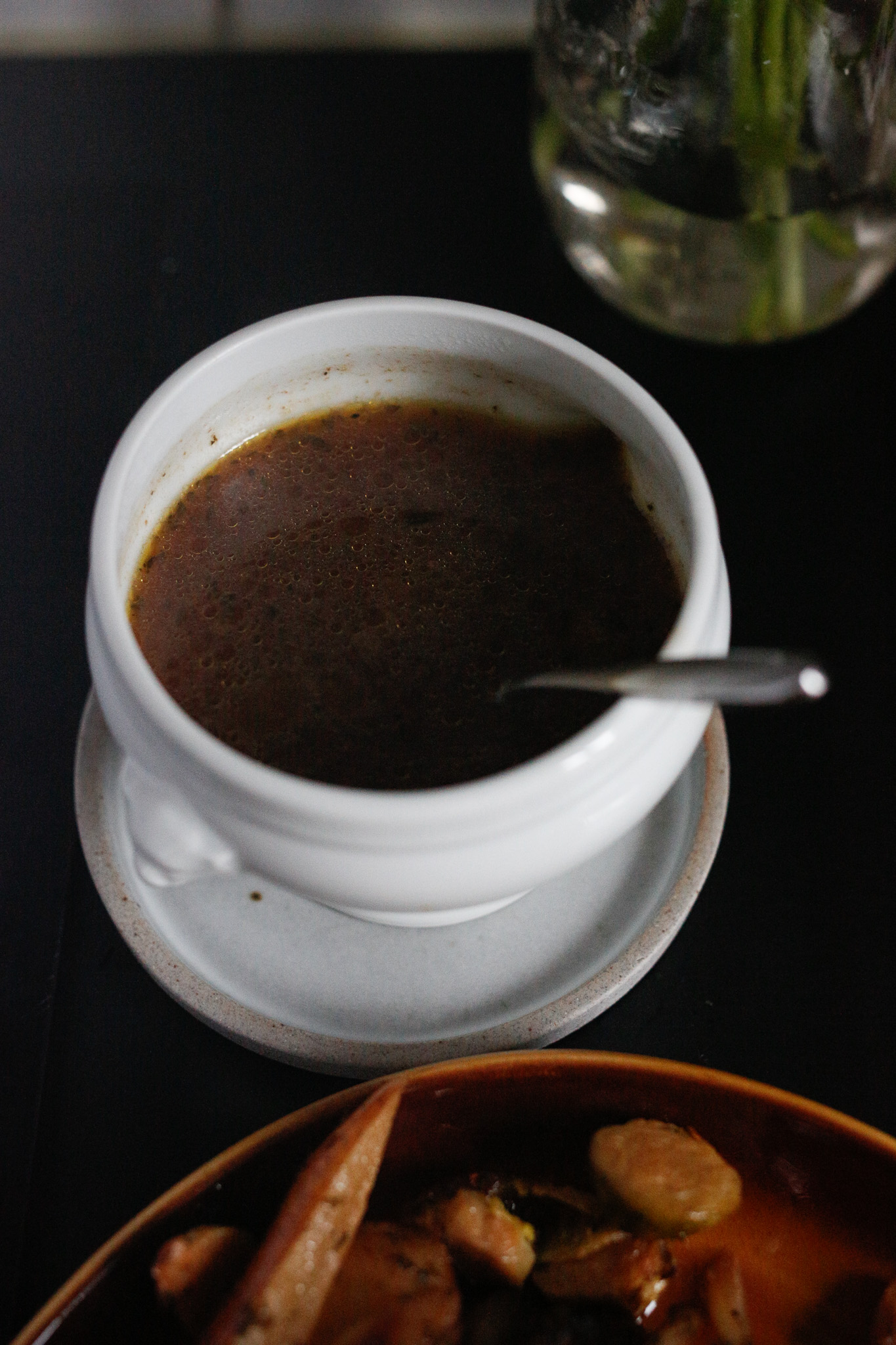 Mindfully pour your sauce from the saucepan into your sauce bowl. It will be very hot, it should be ready to go but always taste for flavor. If I find it to be too strong, I'll add some water. It rarely needs salt but always check your seasoning nonetheless