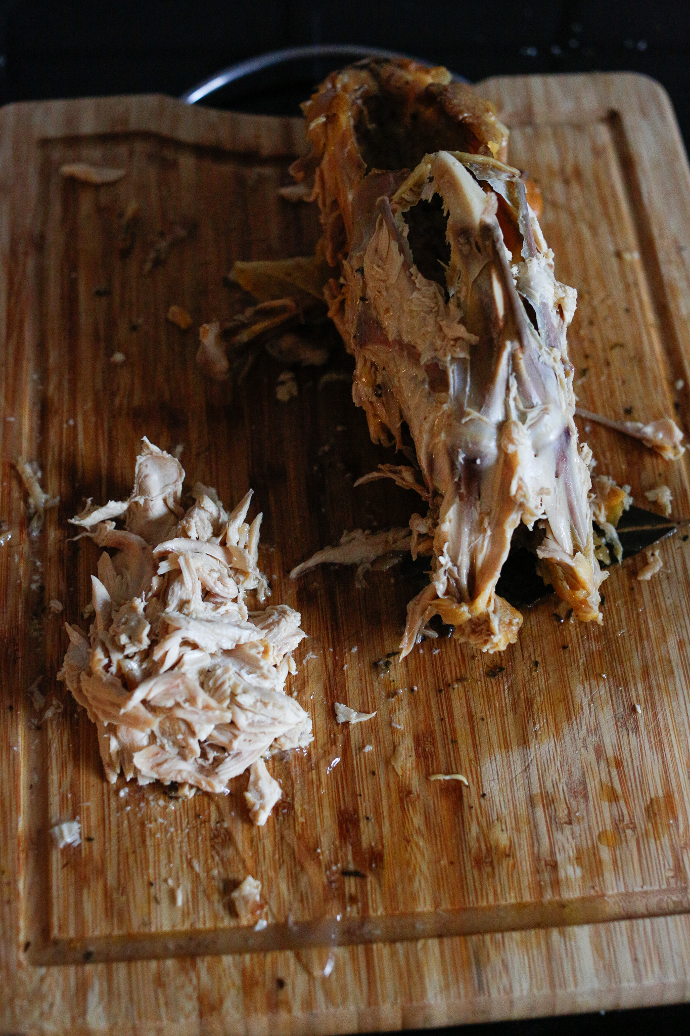 Always save your carcass. Toss it in your scrap bag (and in the freezer) for later or if you have the energy, make your broth now!
