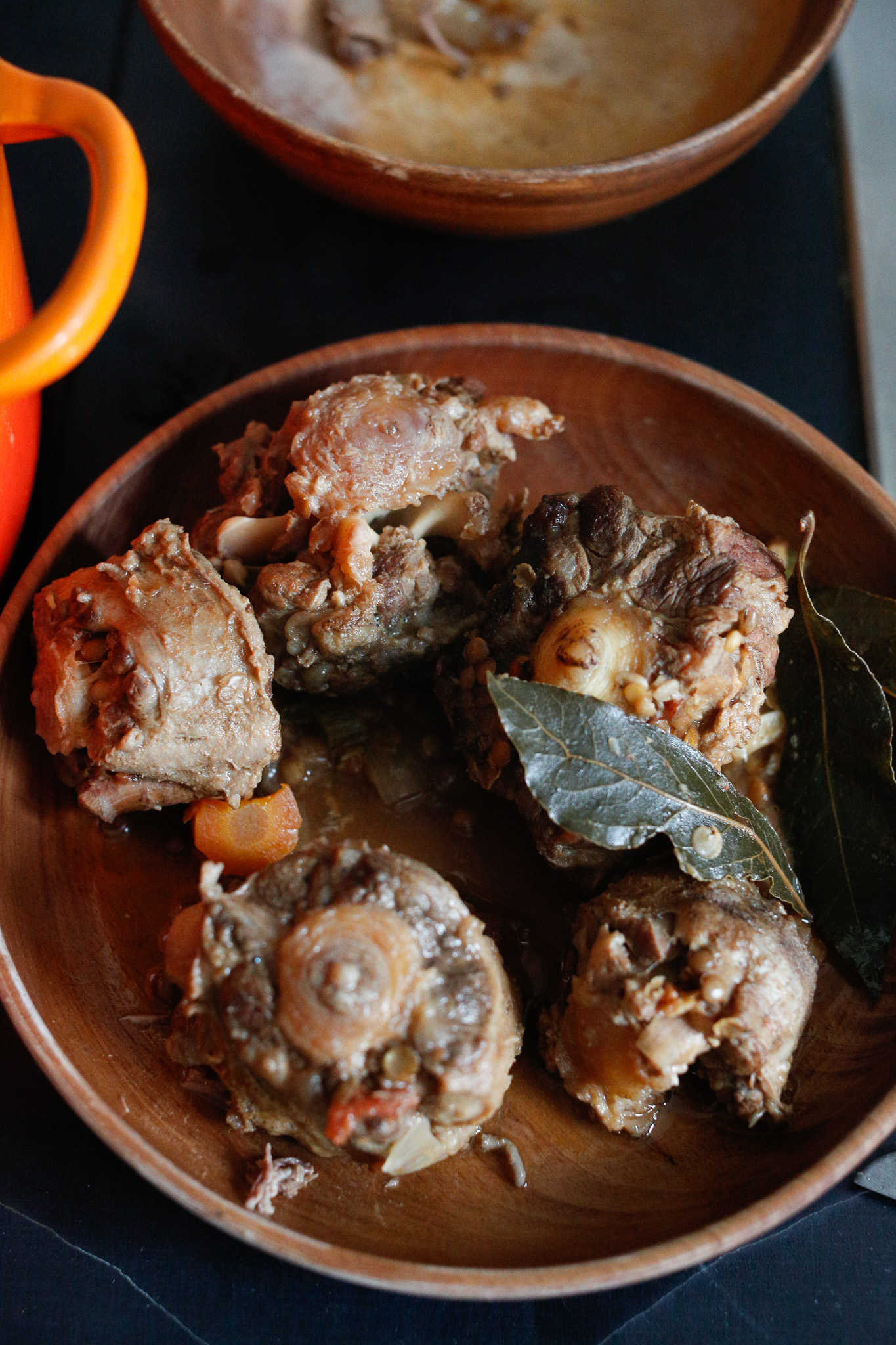Cooked oxtail bones
