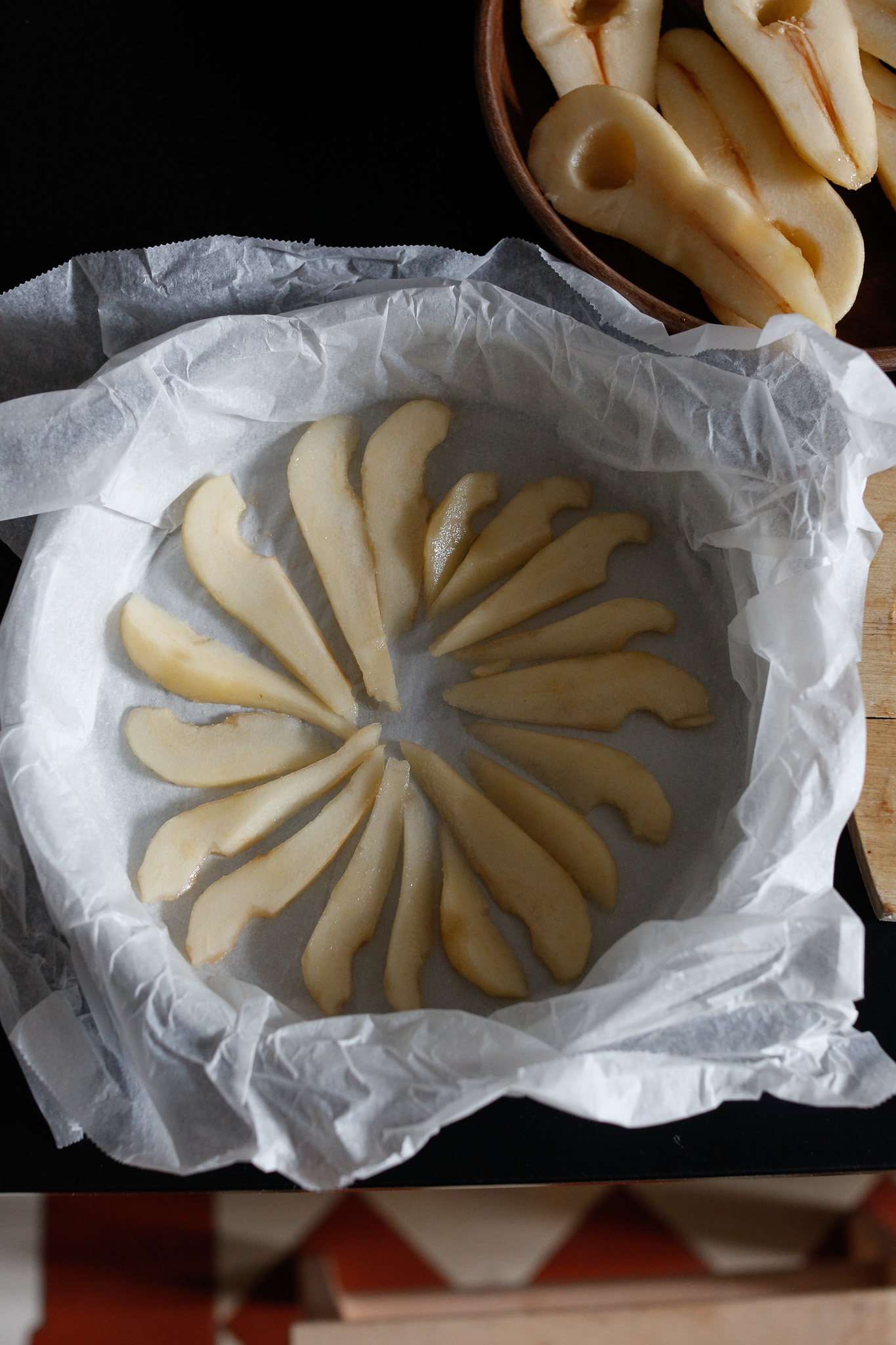 Pear swirl at the bottom of your pan