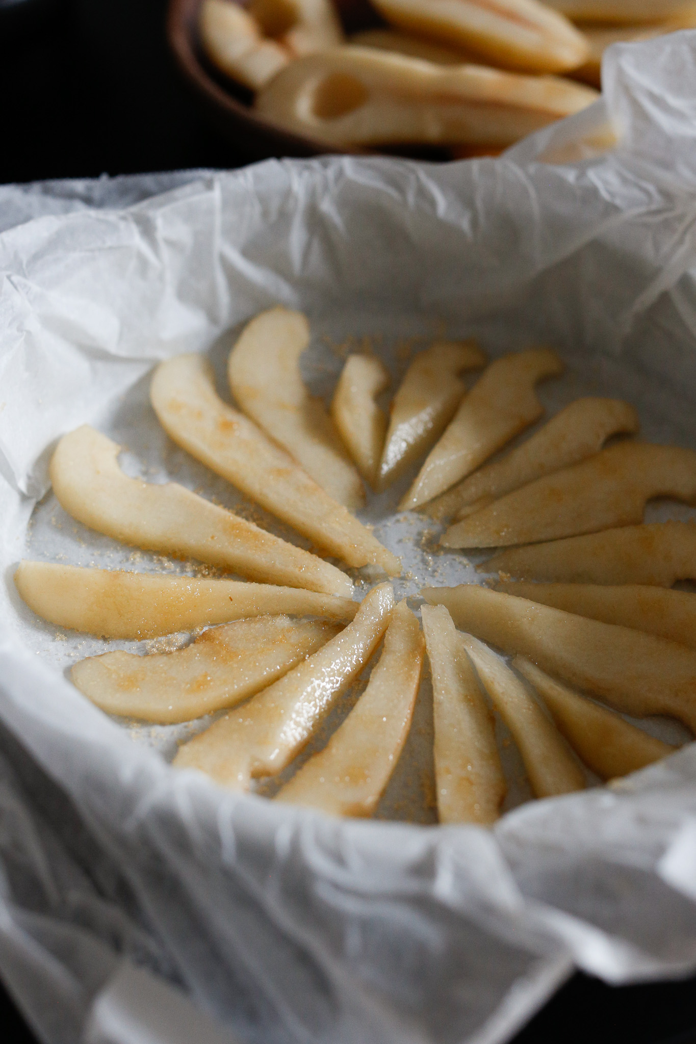 I forgot to add sugar on the bottom of my pan so I added it on top of the pears