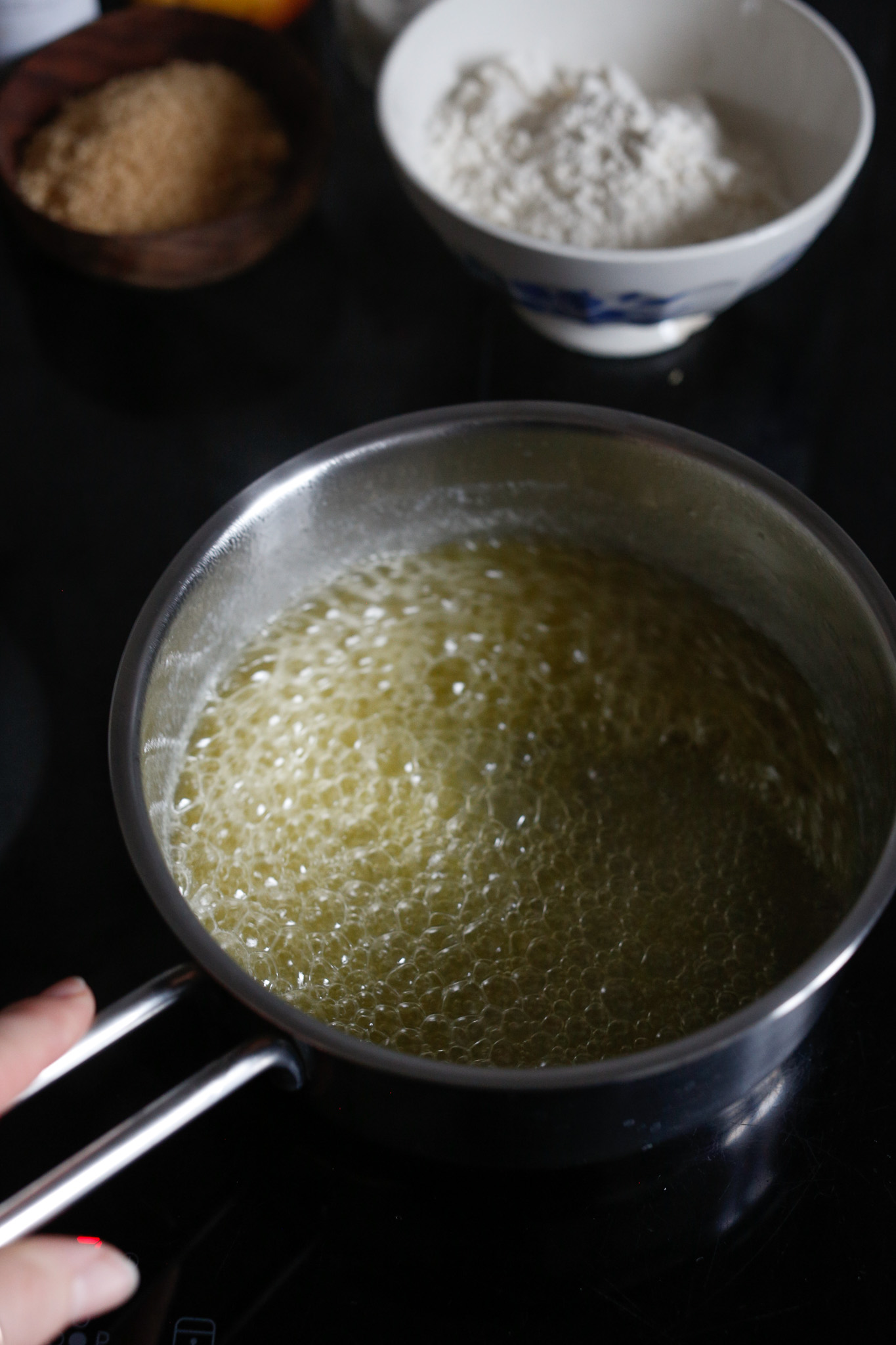 You want to swirl the pot on the stove to keep the butter moving so that it doesn't burn
