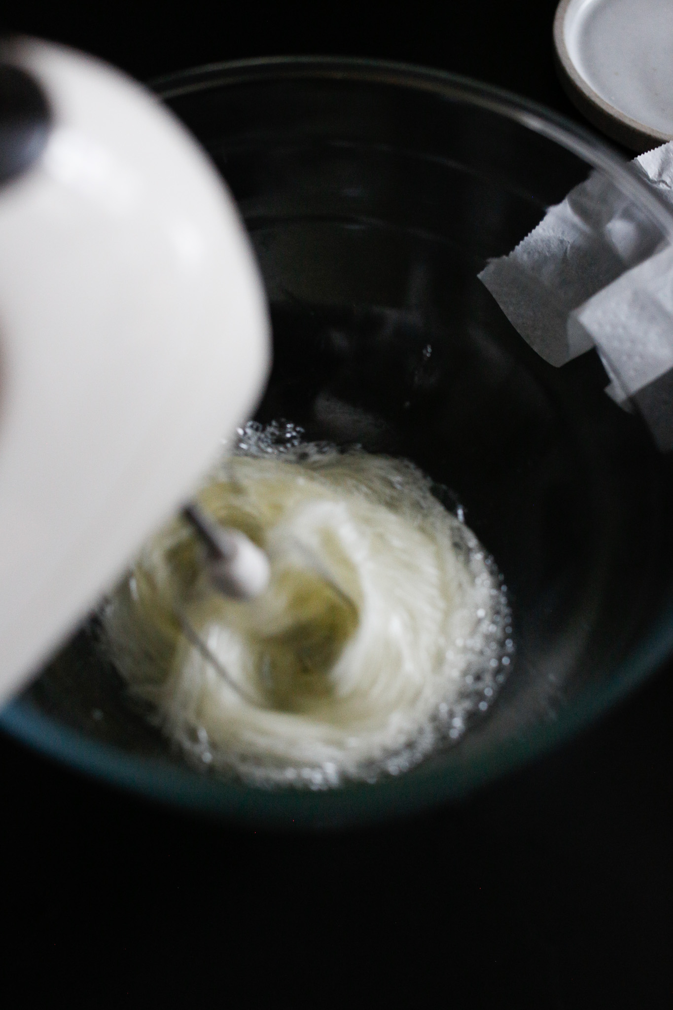 In a clean bowl, start beating your egg whites