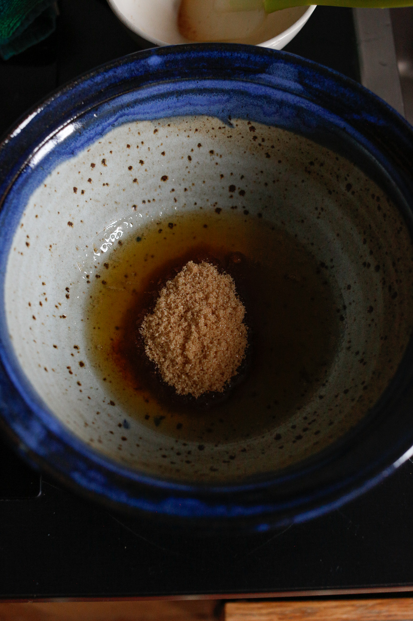 In a separate bowl add your browned butter and sugar and beat for about a minute on medium