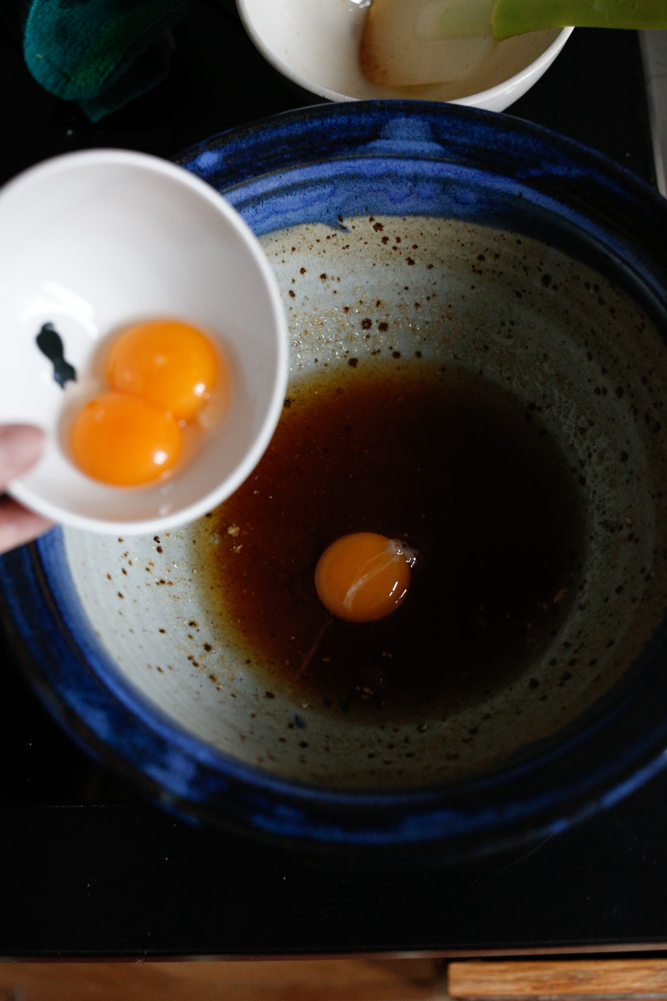 Add your egg yolks one at a time, beating in between each yolk
