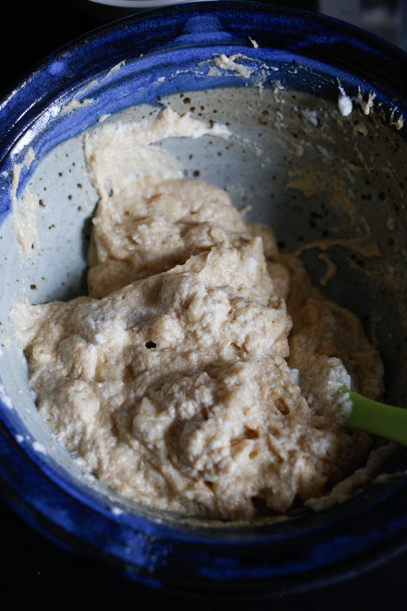 Your batter can look like this, not completely perfectly mixed
