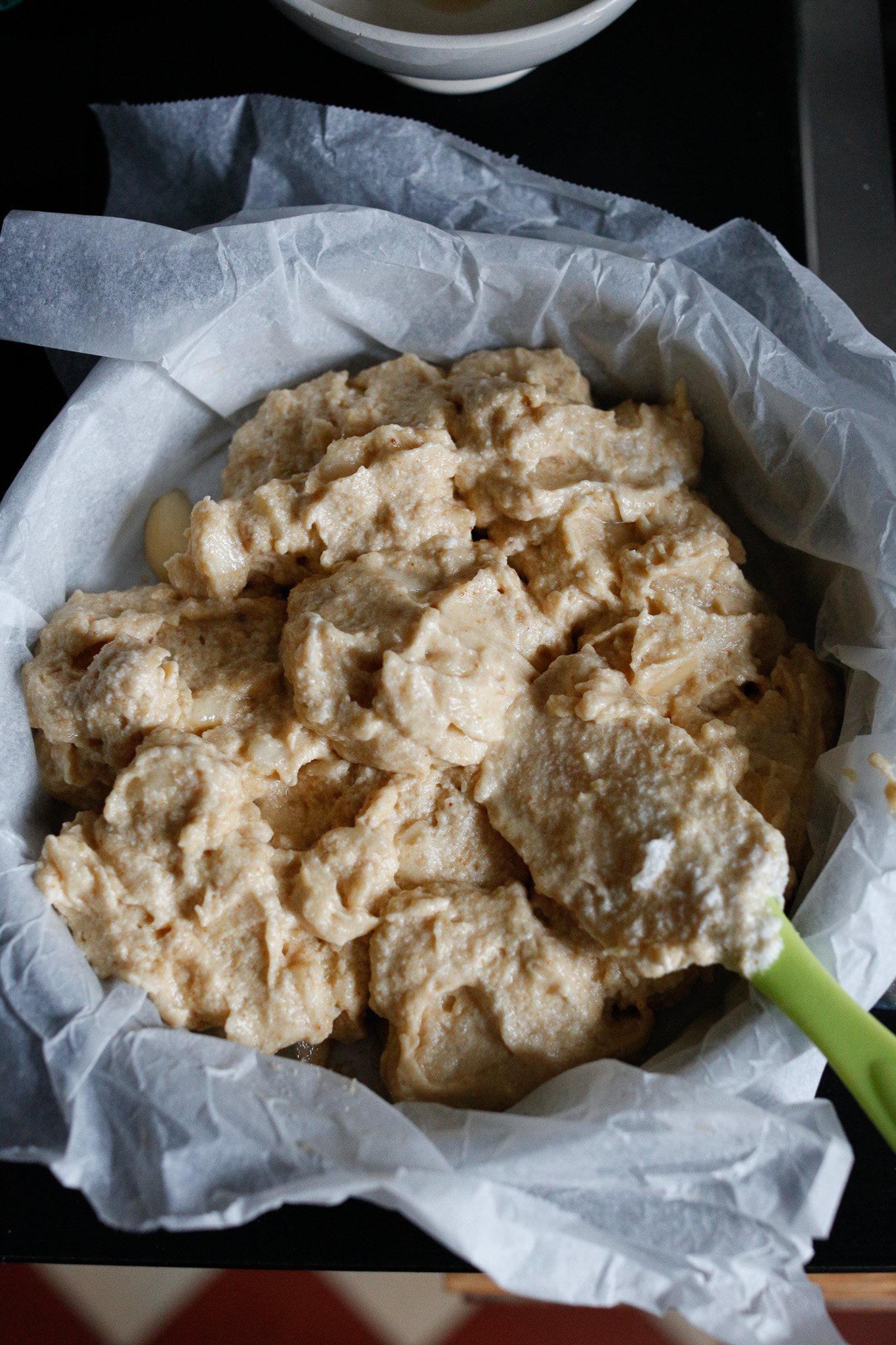 Pour into prepared cake pan
