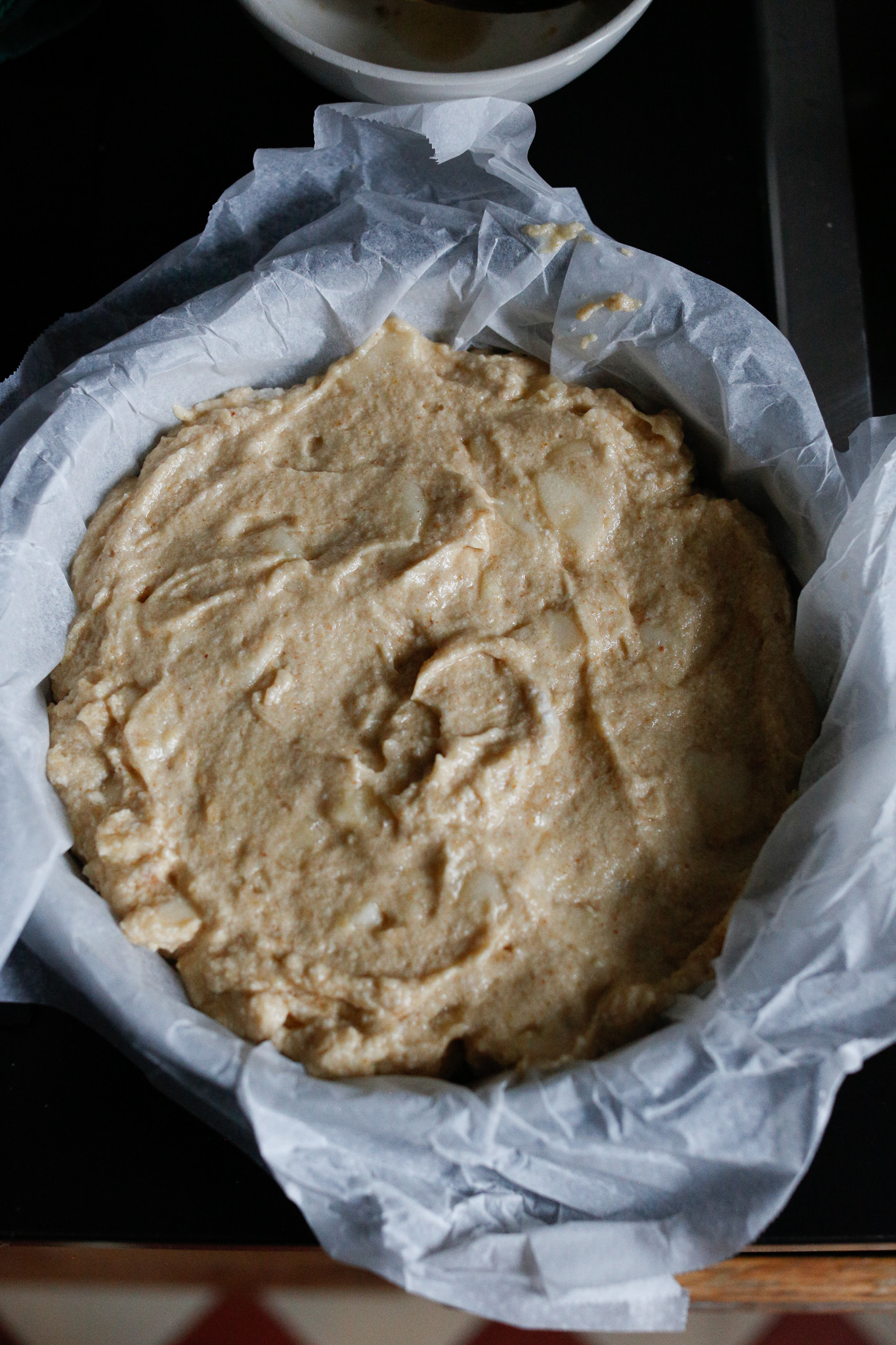Cake batter ready for the oven