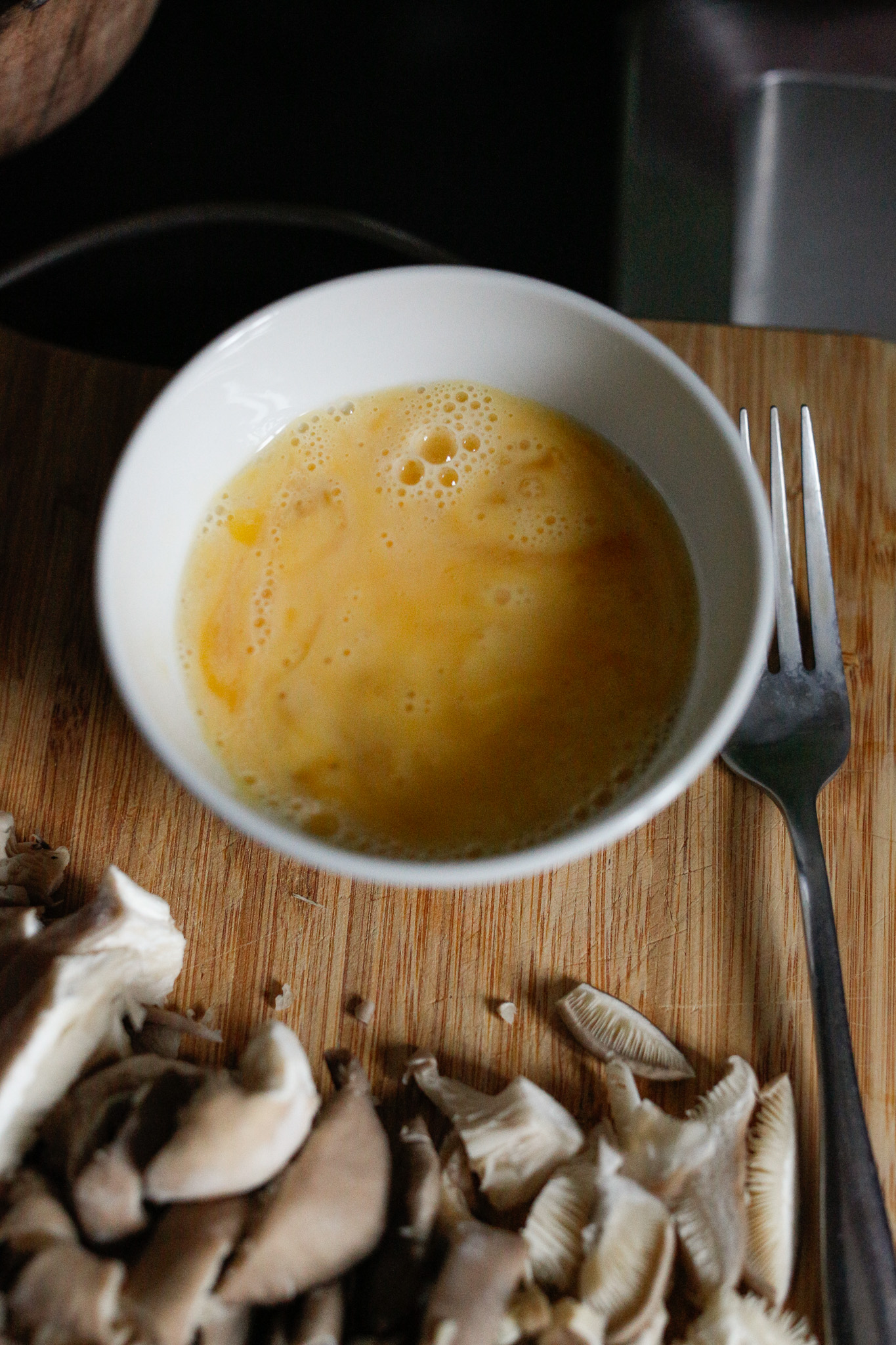 Eggs and water mixed for cooking
