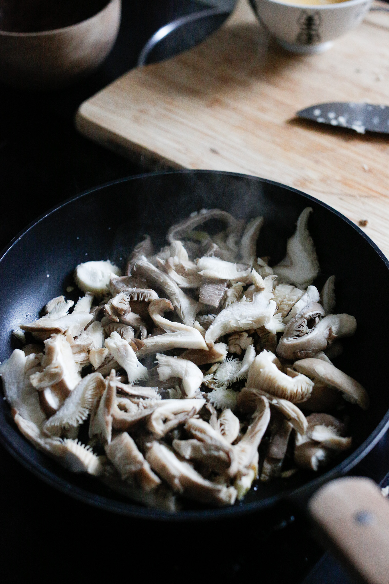 mushrooms in the pan