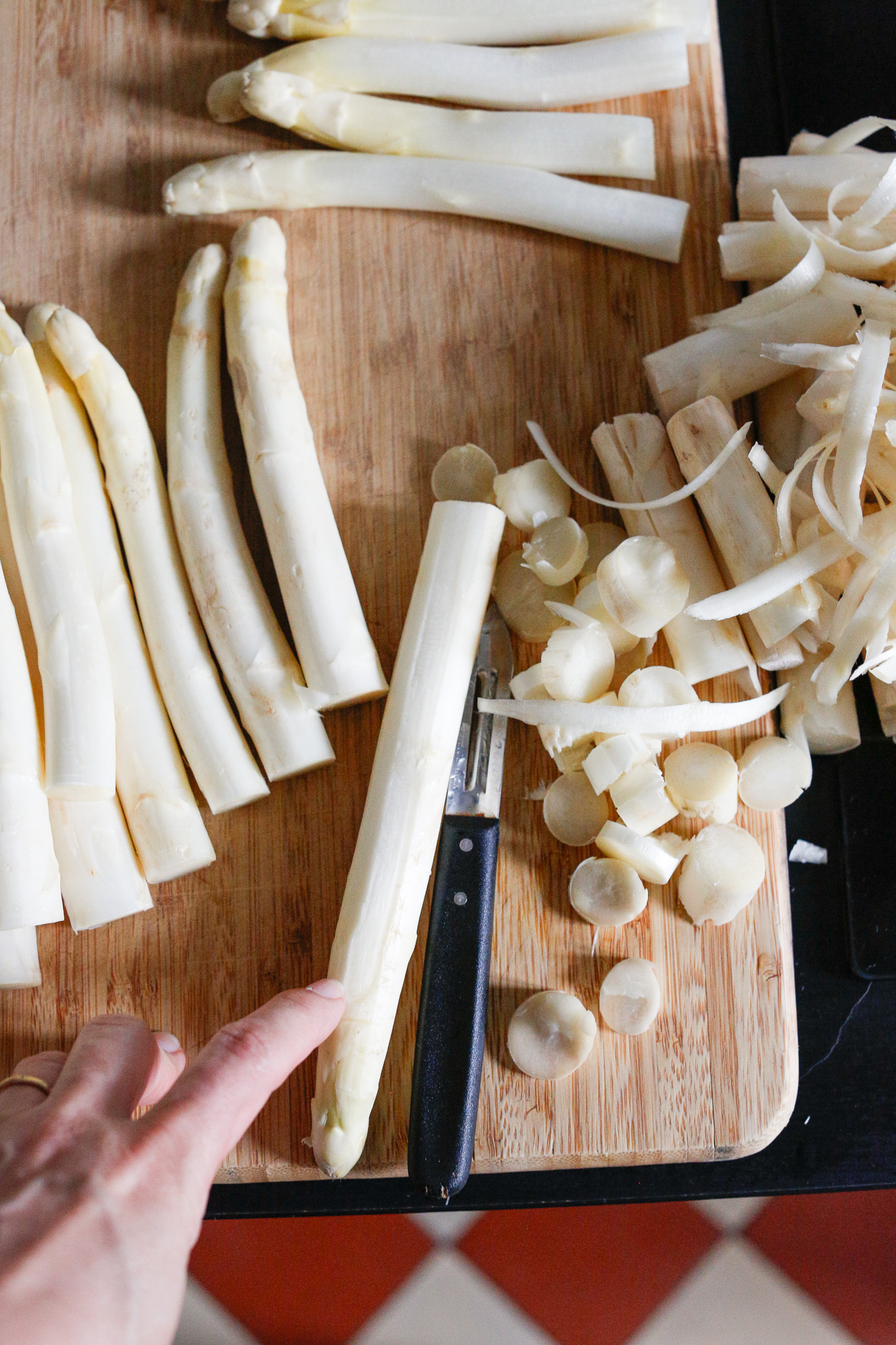 If you peel your asparagus spears you can start just under the head