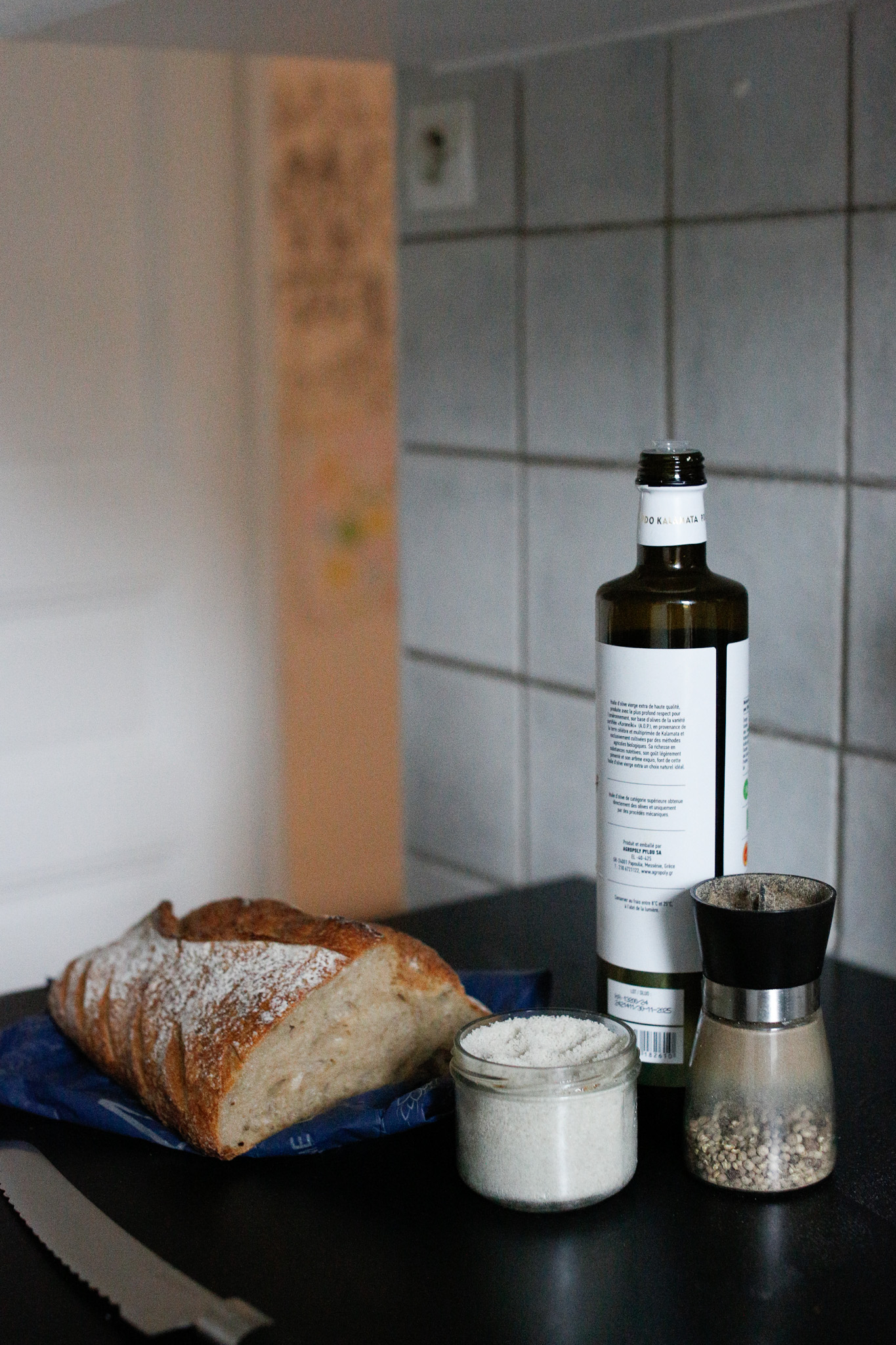 Prepare your ingredients. Day old bread, olive oil or butter, salt and pepper
