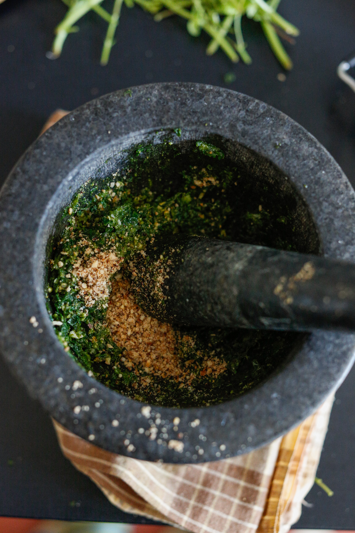 Add in your hazelnuts and give them a stir, they should blend seamlessly since they are pre-crushed!