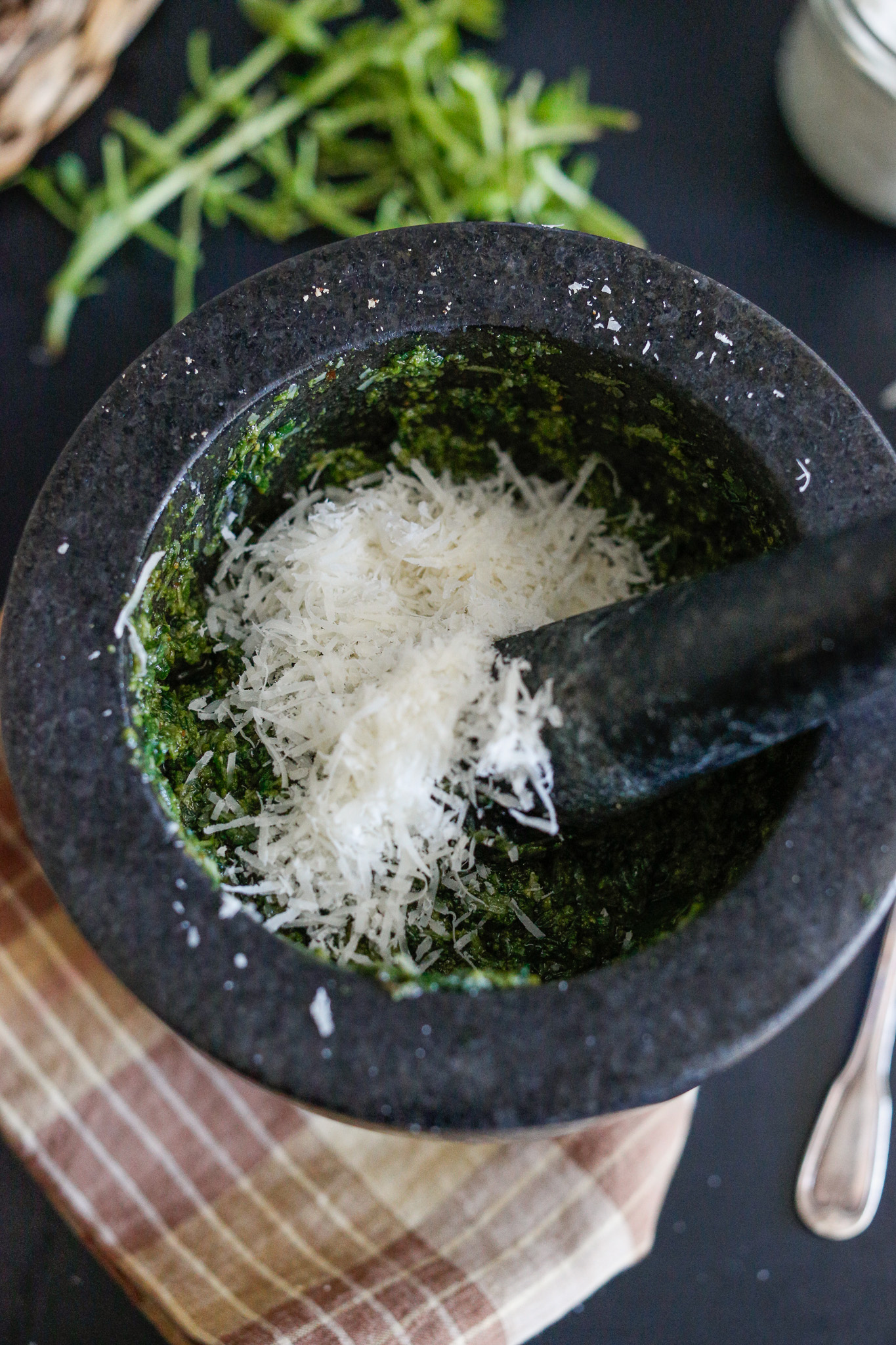 Add in your parmesan, taste and then adjust your salt, olive oil or even acidity if you so desire! I use fresh squeezed lemon