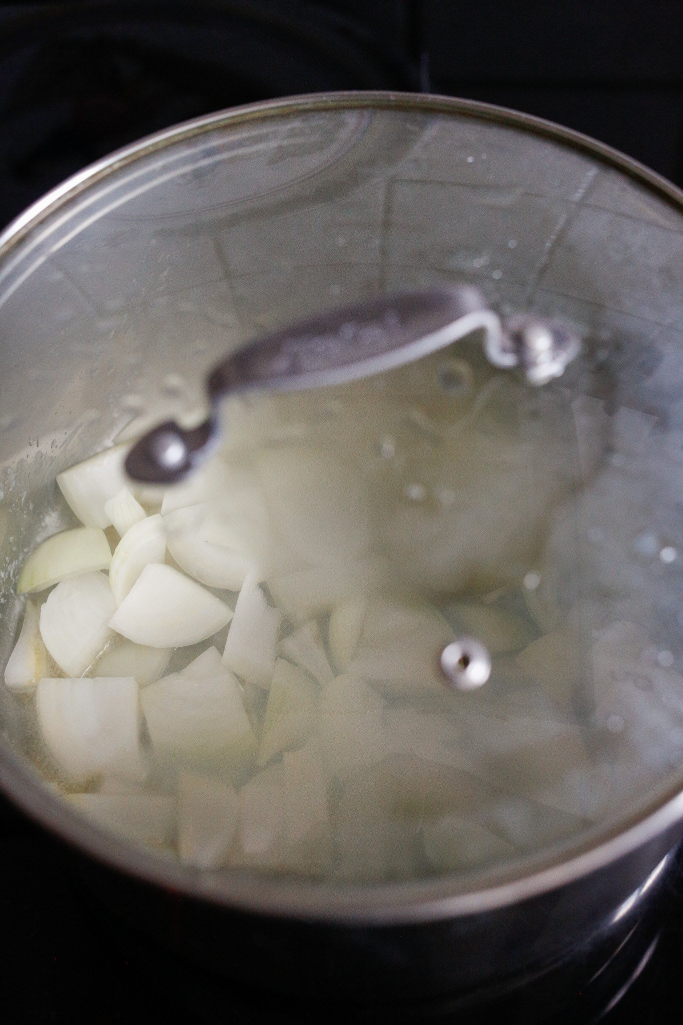 To speed up the softening process, cover your onions. The steam will help soften them quicker.