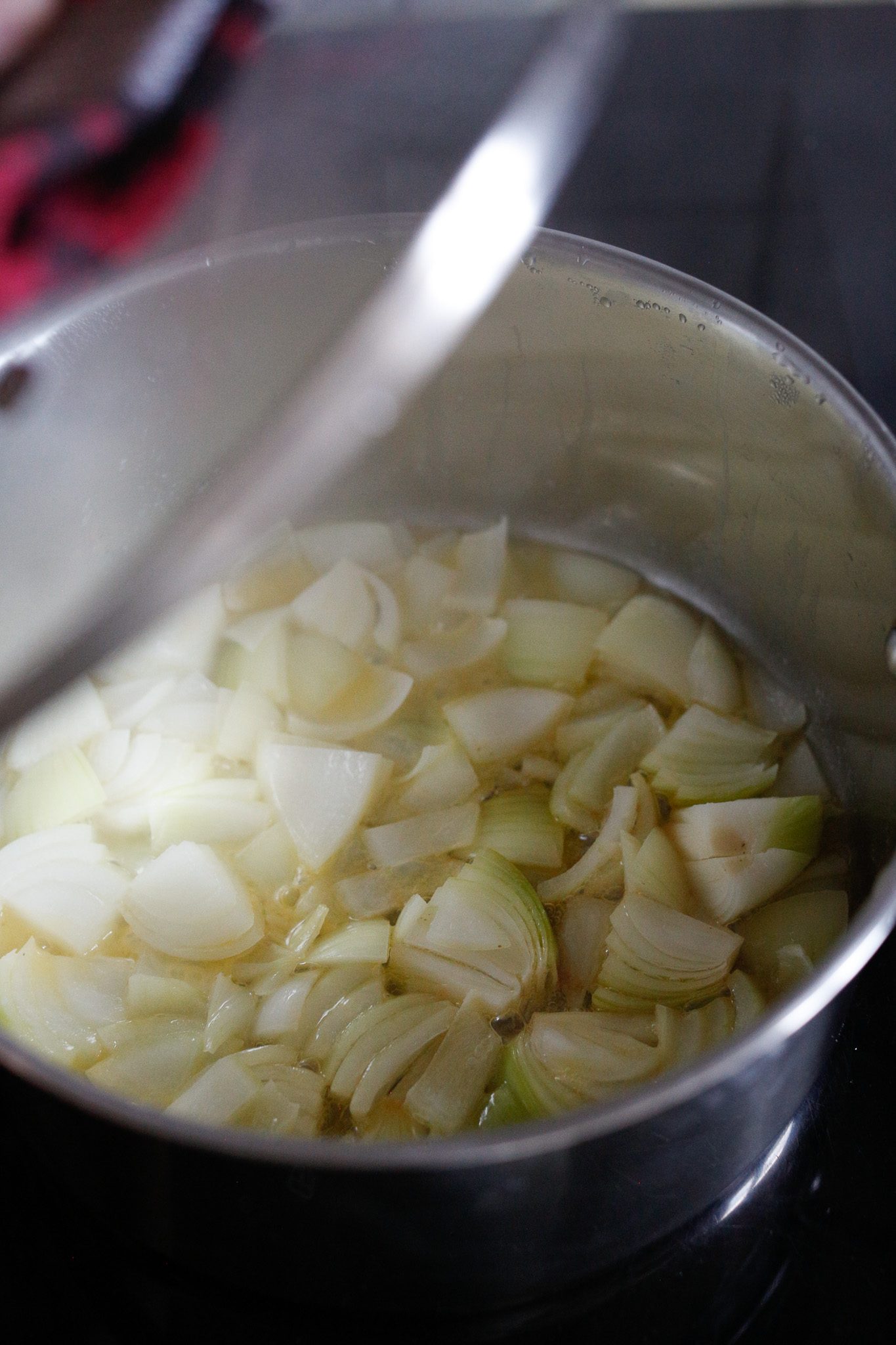 About 10 minutes later take off your lid so that your softened onions can now start to brown.