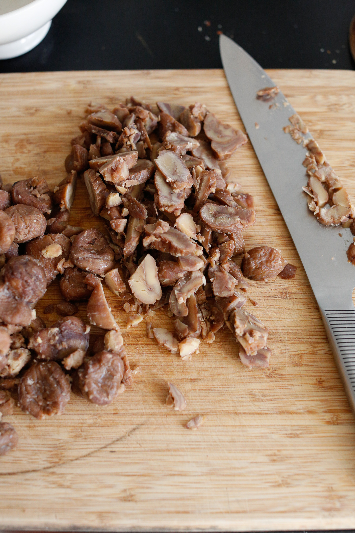 Roughly chop up your chestnuts