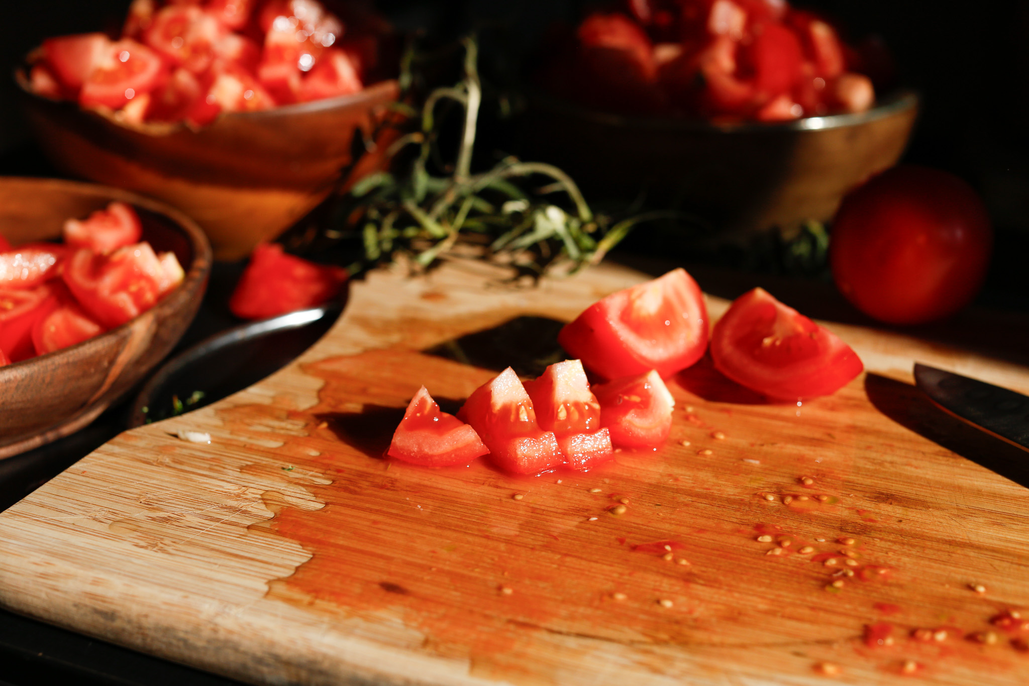 Prepping tomatoes