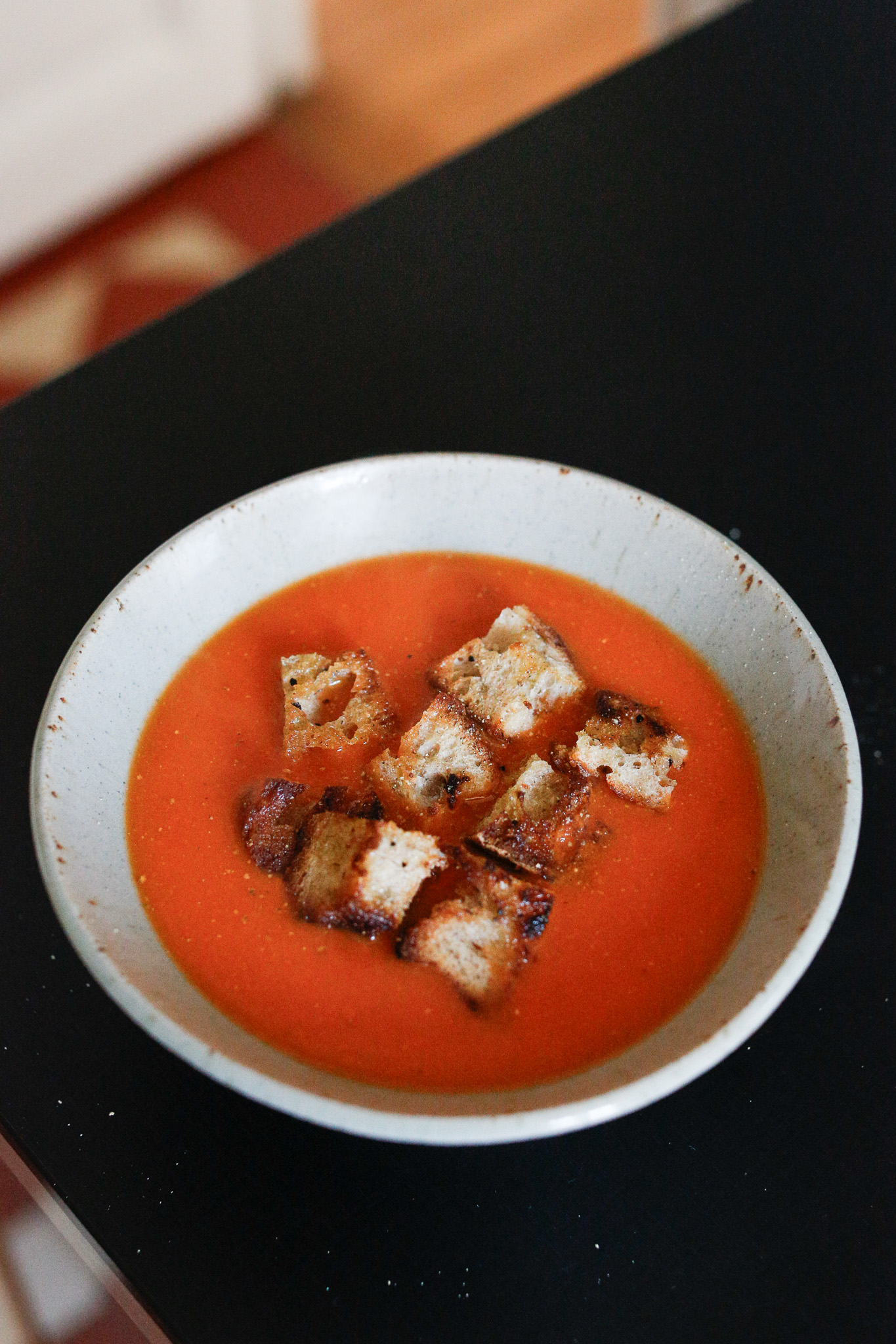 Serve with my Aunt Chandra's homemade croutons (if you manage not to eat them all prior!)
