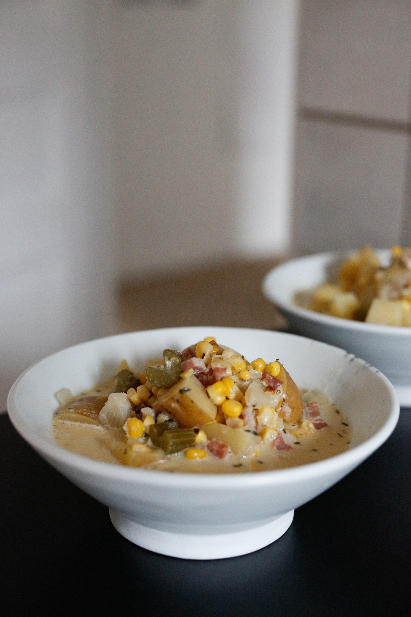 Ready to serve up a hot cozy bowl of corn chowder.