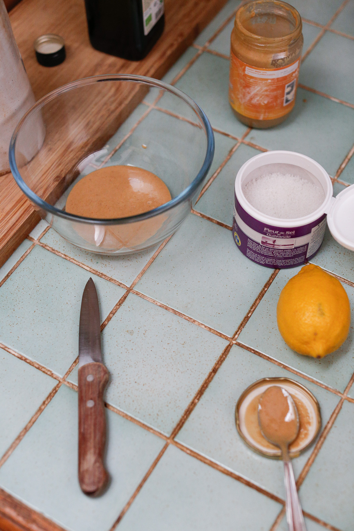 Gather your ingredients to make your dressing. This is a great way to work your intuition and trust your palatte. Taste and adjust. Taste and adjust.