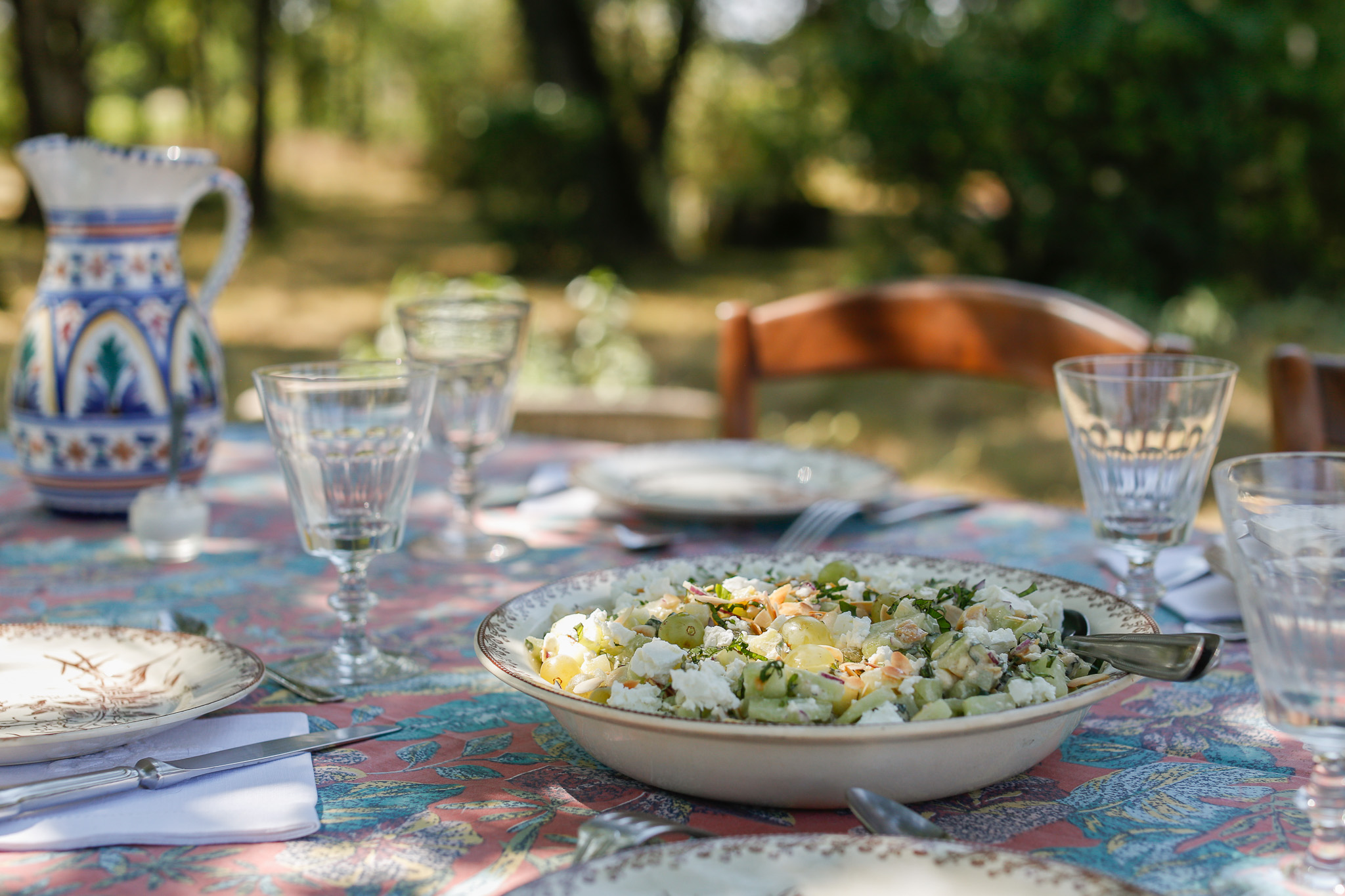 Beautiful table setting with salad