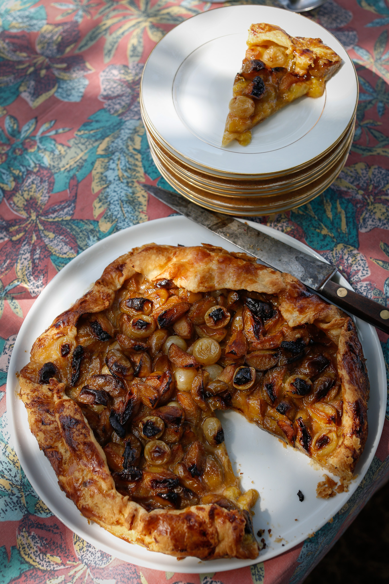 Galette de Reine Claude ready for serving on a summer day