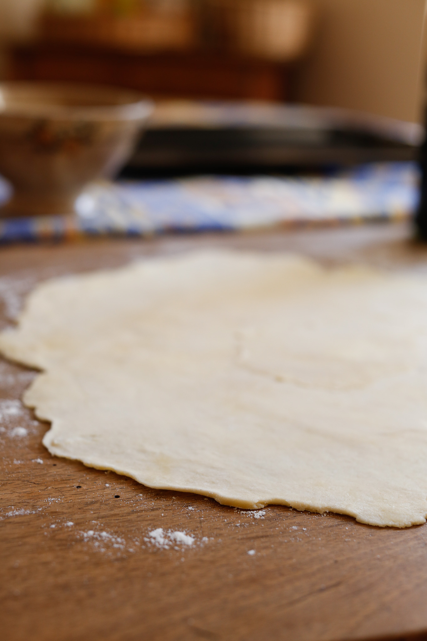 You can see here that my dough is not perfectly even. It's ok, it will still be and was delicious!