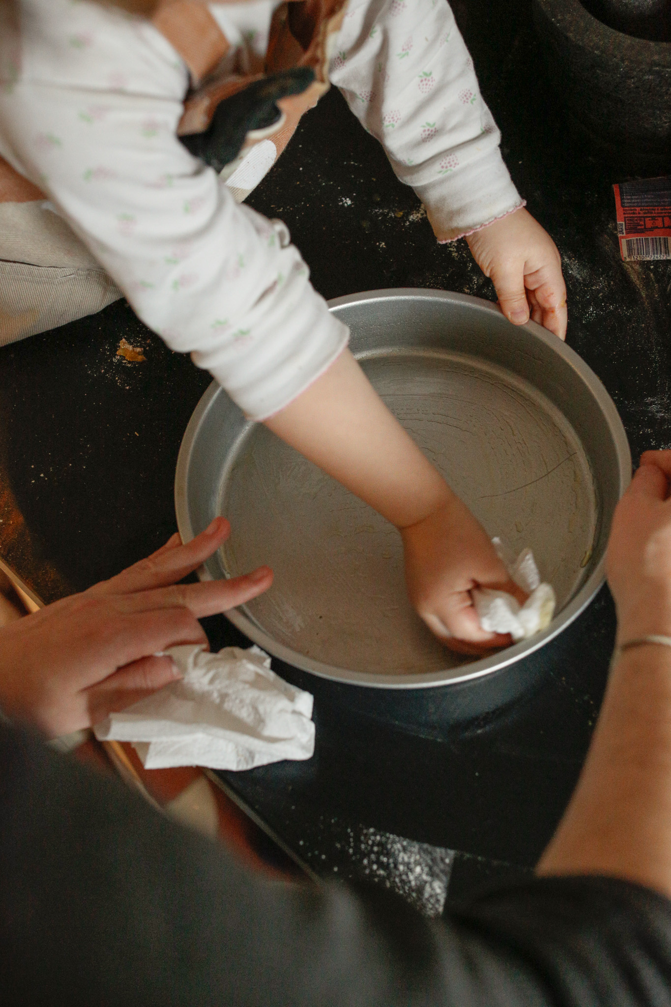 Finally after the mixing is done, it's time to butter the pan. Make sure to get the sides too.