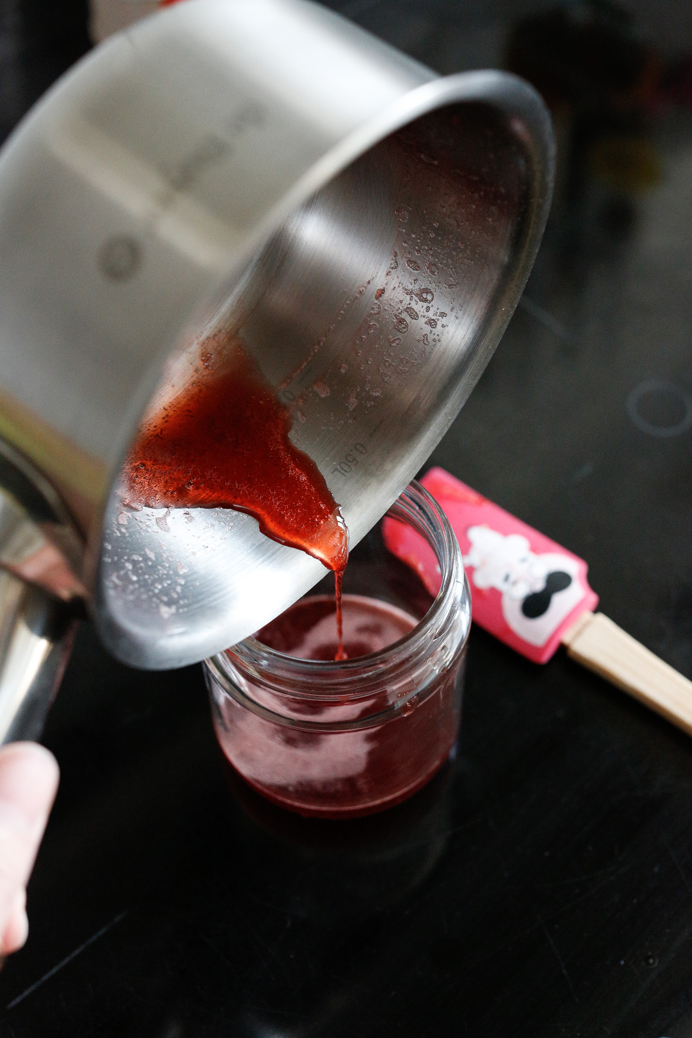 When you are happy with your consistency pour in the syrup into a jar with a lid.