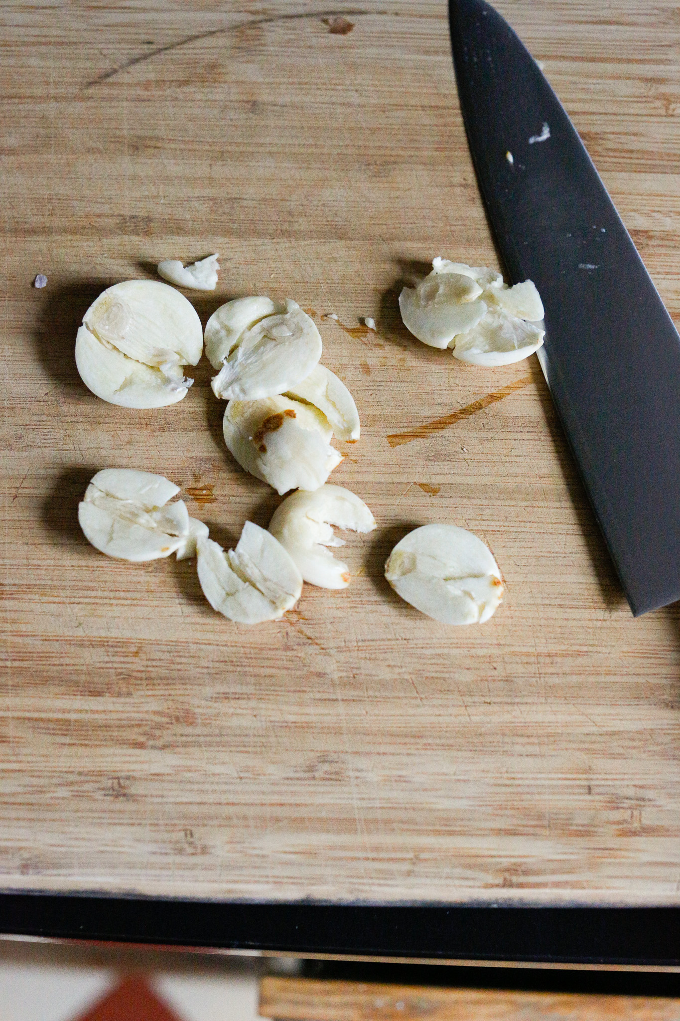 Peel and crush your garlic to release more flavor.
