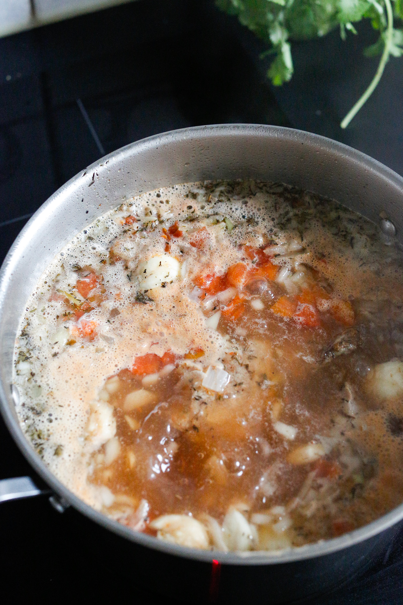 The boil will bring out some stuff from the meat. Use a spoon to scrape it off and discard.