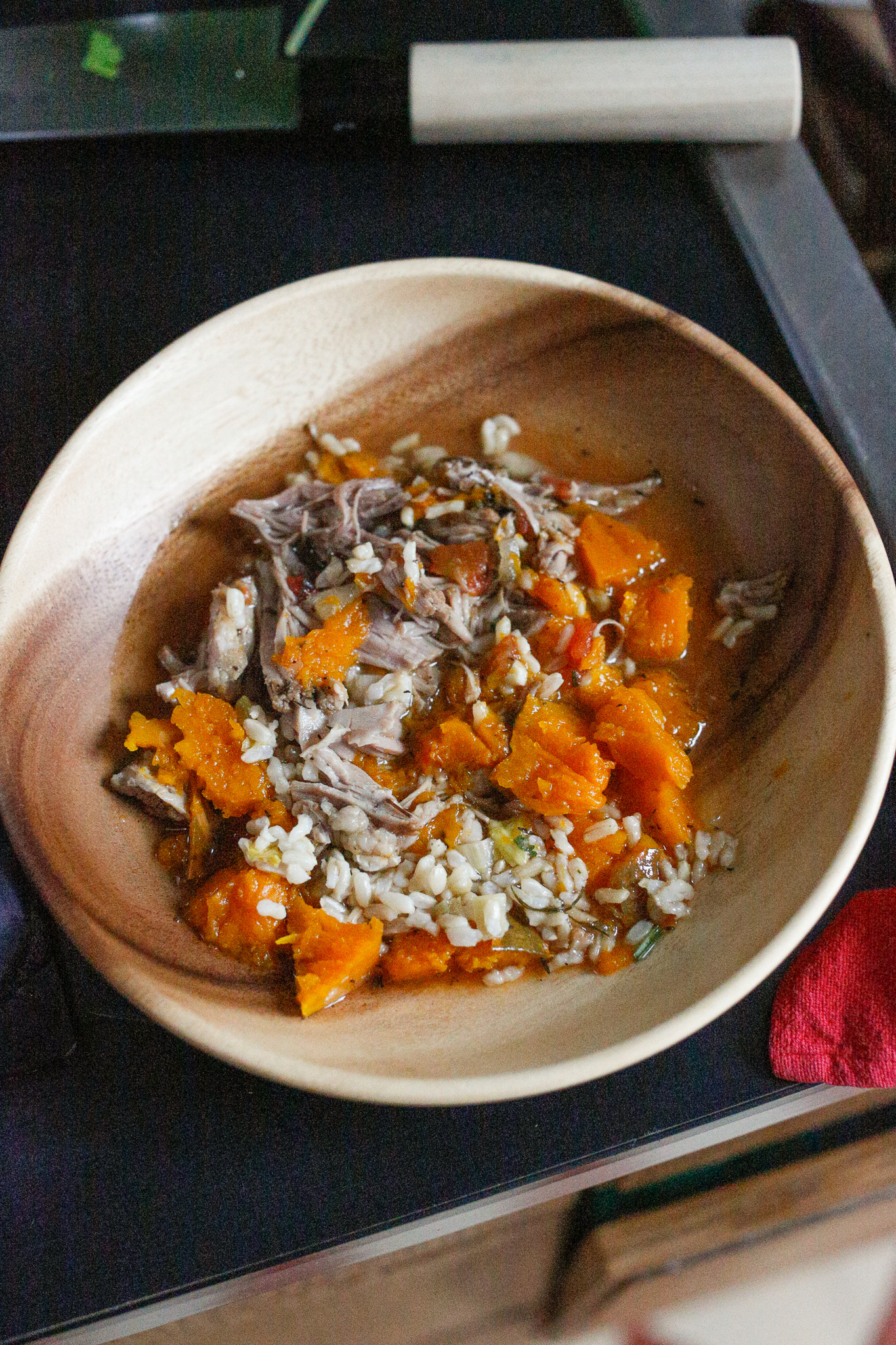 This is how I served it to my 3.5 year old daughter. No greens. Cut up small and with some rice.