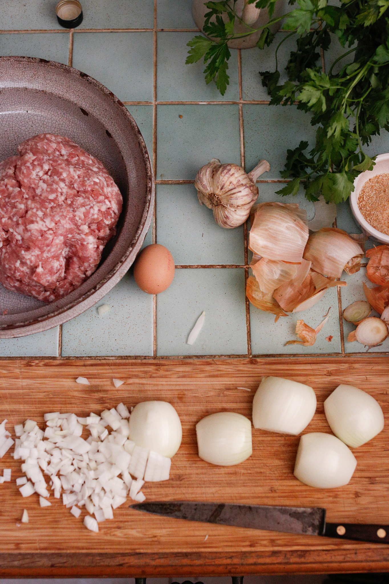 Time to move to the stove. Chop up your onions into small dices.