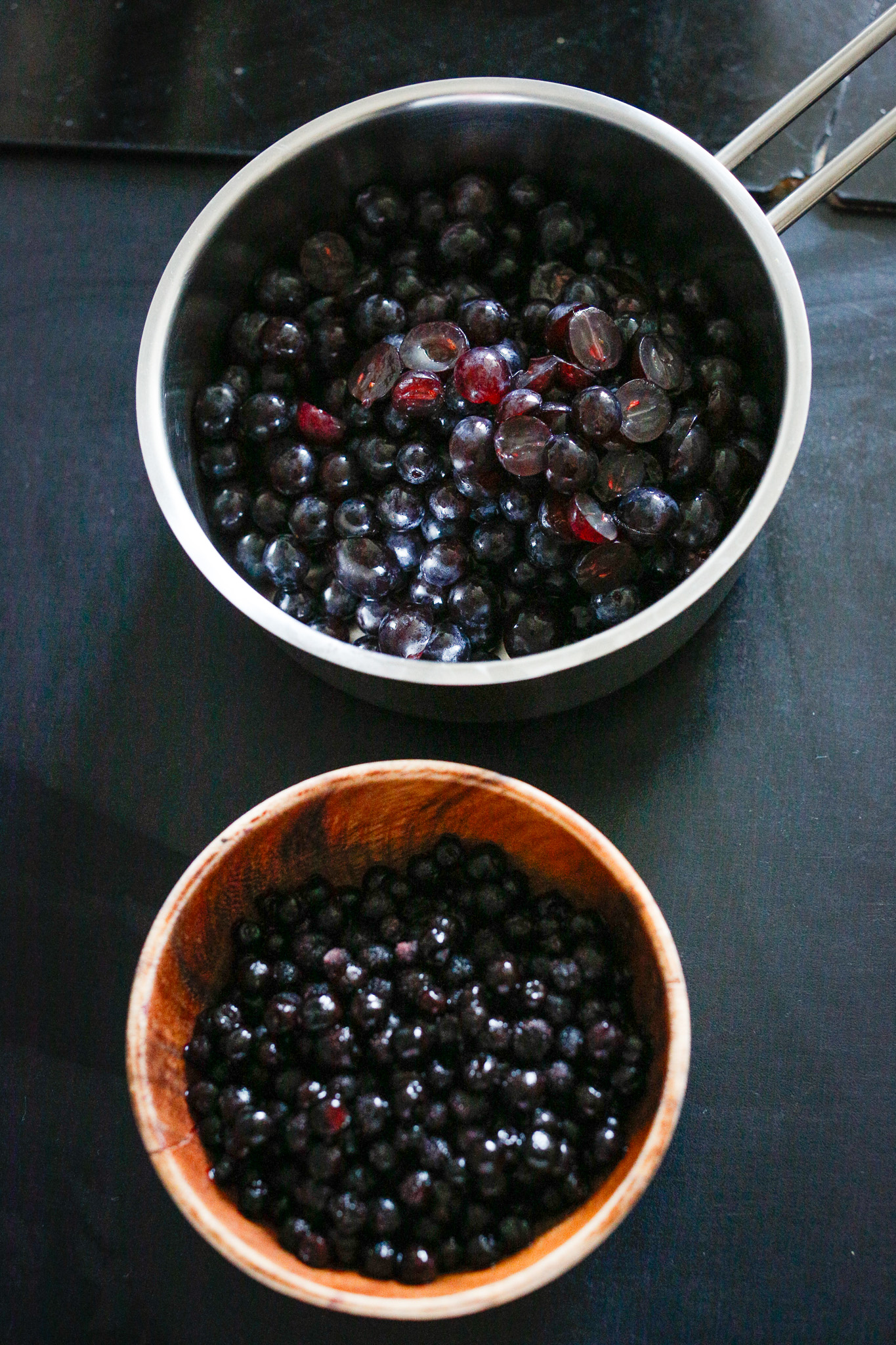 Add your blueberries to join the beautifully deseeded muscat grapes.