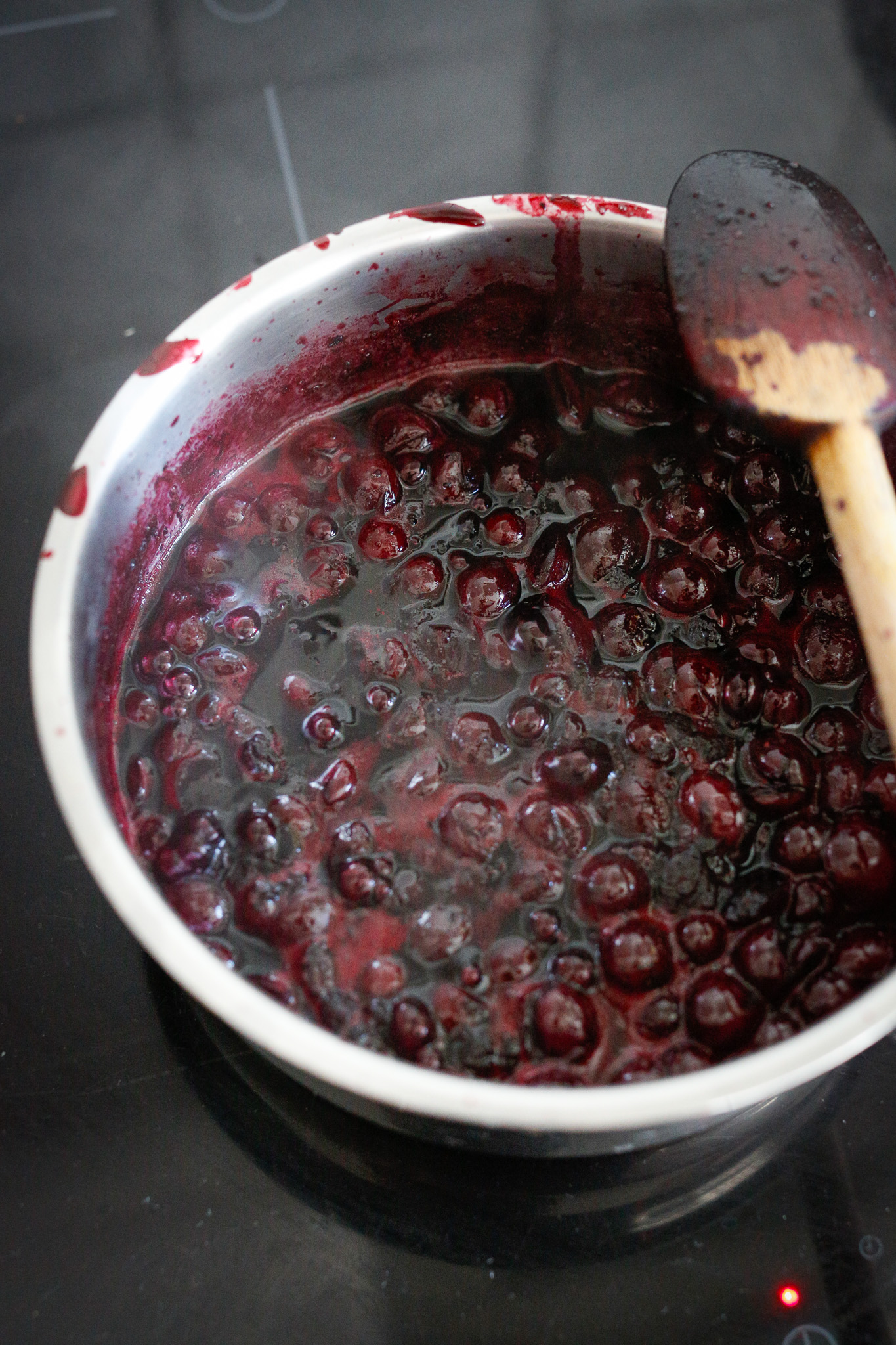 They will eventually reach this stage. At this point, go ahead and taste the cooked down compote and see if you'd like to add any sugar (I do not but it depends on one's palette.)